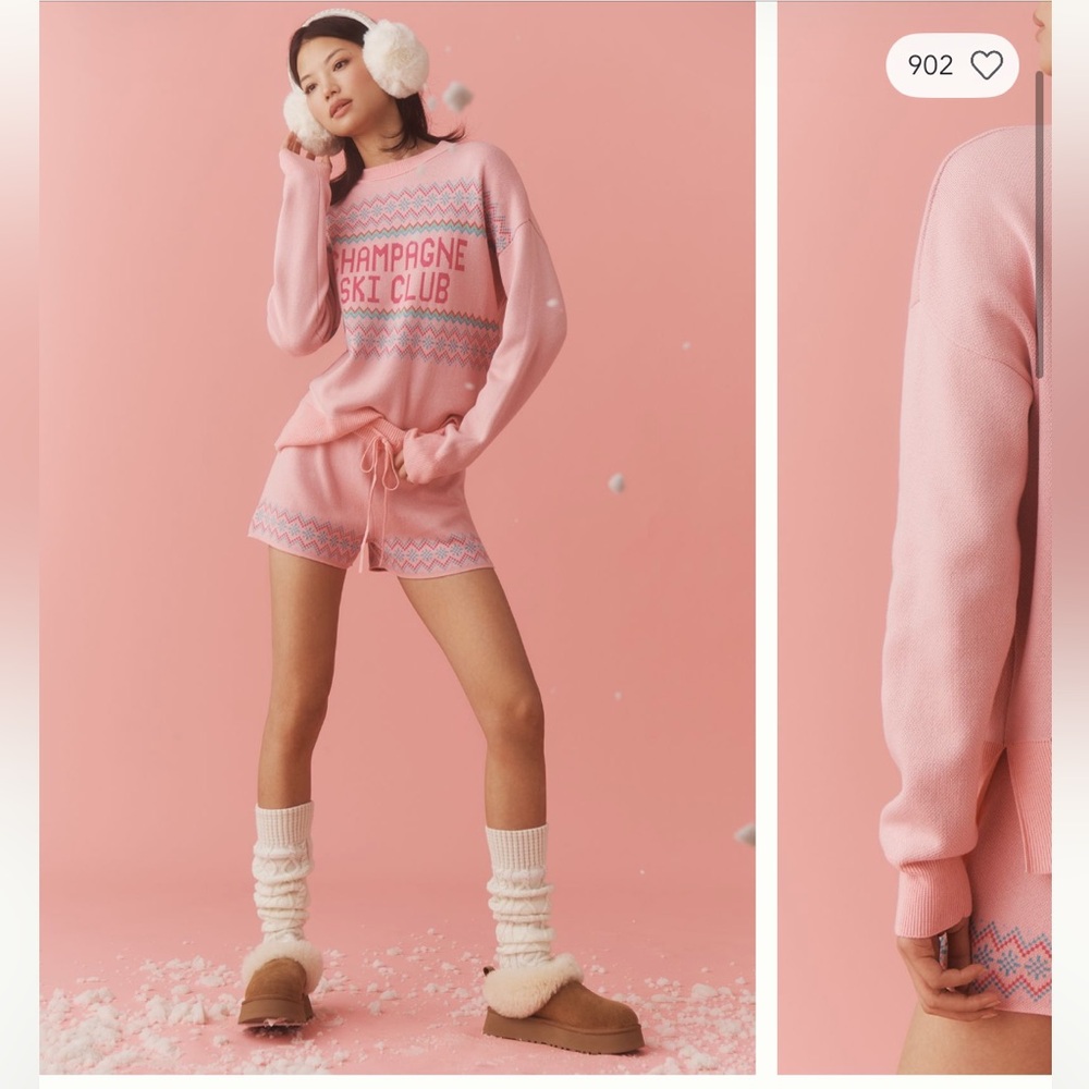 Beach riot for anthropologie s Champagne ski club lounge sweater shorts pajamas